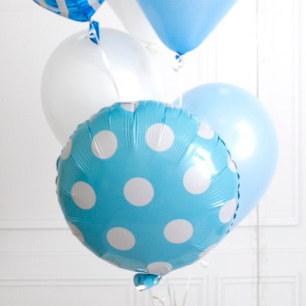 " Polka Dot Baby Blue Balloon" Foil Balloon 18" (45cmD) Round Large Dot Baby Blue Media 1 of 2