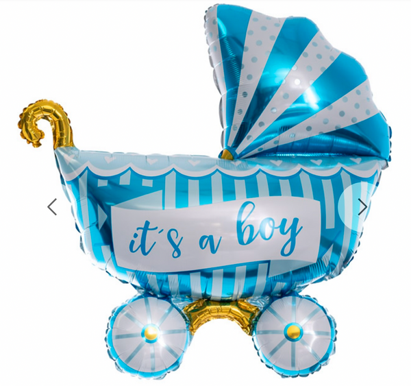 Foil Balloon It's a Boy Baby Pram (94cmx81cmH) Blue