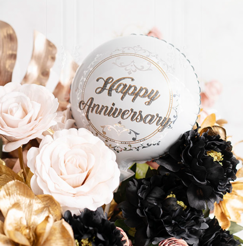 Foil Balloon 9" (22.5cmD) Happy Anniversary Silver