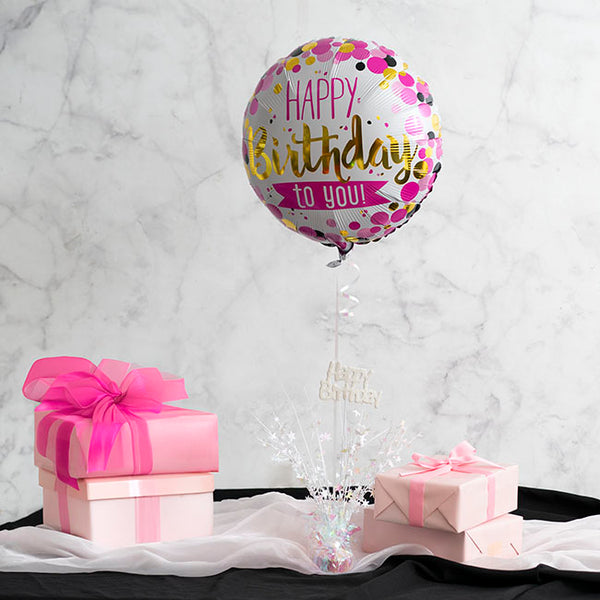 Foil Balloon 18" Happy Birthday To You Pink (45cmD)