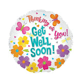 "Get Well Soon Thinking of You"Foil Balloon 17" (42.5cm Dia)