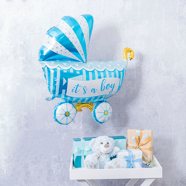 Foil Balloon It's a Boy Baby Pram (94cmx81cmH) Blue